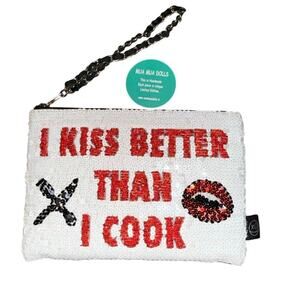 House of MUA MUA Sequin Clutch Wristlet Hand Embroidered Designer Italian Bag